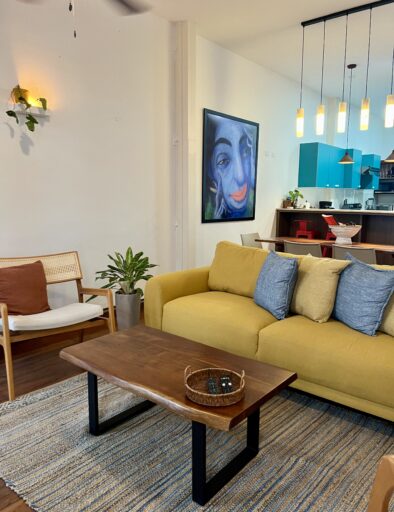 Curated living room with natural light in luxury Casco Viejo penthouse - by Bannaba Stays